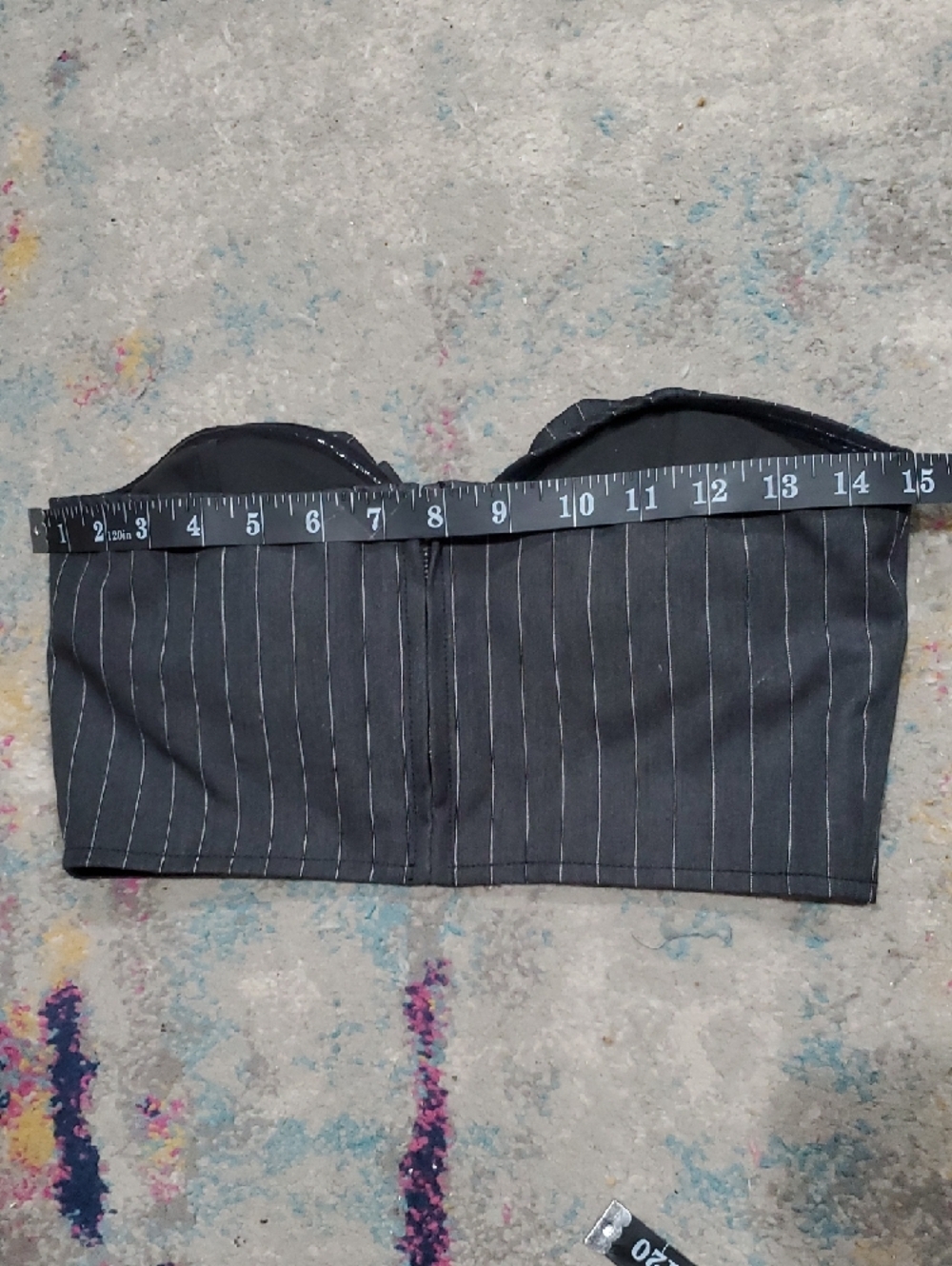 AFRM Kiko Stripe Strapless Crop Corset Top - Black Pinstripe - Picture 13 of 16